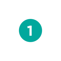 Teal circle with white number 1 centered on a transparent background