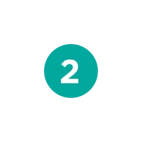 White number 2 centered on a teal circular background with transparent surrounding area