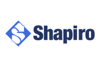Shapiro logo with a stylized blue S inside a diamond shape next to bold navy blue text.