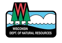 Logo of Wisconsin Department of Natural Resources with trees and waves in a blue sky.