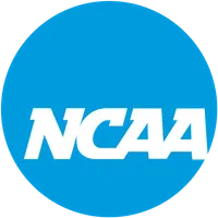 NCAA logo with bold white letters on a solid blue circular background