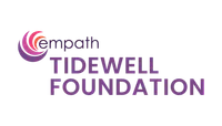 Tidewell Foundation logo with a purple and red circular emblem and text in purple on black background.