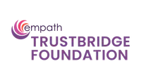 Empath TrustBridge Foundation logo with purple text and circular red and purple icon on black background
