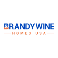 Brandywine Homes USA logo with blue and orange text and a house icon integrated in the letter B.