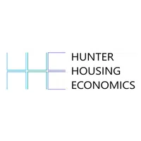Logo for Hunter Housing Economics with stylized HHE letters in gradient blue shades.