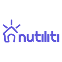 Nutliti logo with a stylized house and rays icon in purple next to the brand name in lowercase letters