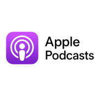 Apple Podcasts logo with purple icon featuring a stylized person surrounded by concentric circles