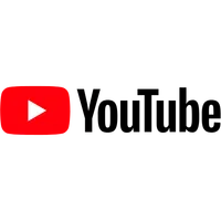 YouTube logo with red play button icon and black text on transparent background