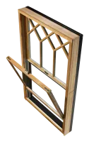 a wooden frame with a metal frame