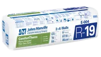 Johns Manville ComfortTherm R-19 fiberglass insulation for 2x6 walls with plastic-wrapped fiber glass batts.