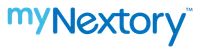 myNextory logo featuring blue gradient text on a white background