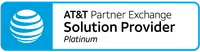 AT&T Partner Exchange Solution Provider Platinum logo with blue and white design.
