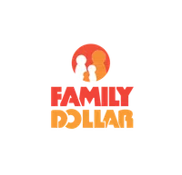 Family Dollar logo with stylized figures and bold red and orange text.