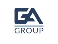 GA Group logo in dark blue with stylized initials and text on a transparent background.