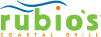 Rubio's Coastal Grill logo with green text, a blue wave design, and orange accents on a white background.