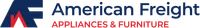 American Freight logo with stylized AF and text Appliances & Furniture in red and blue