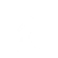 White pedestrian walking symbol icon on a black background representing walking or crossing.