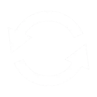 Two white curved arrows forming a circular refresh or reload icon on black background