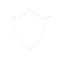 Simple white shield icon with black outline on black background symbolizing protection or security.