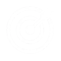 White target with an arrow hitting the bullseye symbol on a black background