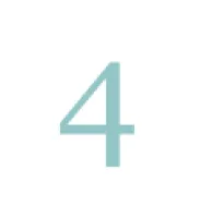 Blue number 4 centered on a white circular background with pixelated edges