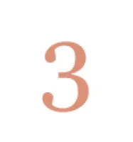 Number three in beige centered inside a white circular background with black outer edges.