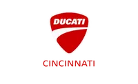 Red and white Ducati logo with Cincinnati text below on a black background