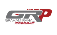 Logo of Graham Rahal Performance featuring GRP initials in gray and red colors.