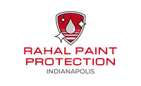 Rahal Paint Protection Indianapolis logo featuring a red shield with a silver droplet and sparkles above bold red text.