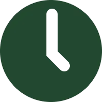 Simple black clock icon showing time at approximately 2:30 on white background