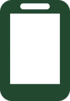 Green ID badge icon silhouette with rounded corners and a handle slot at the top.