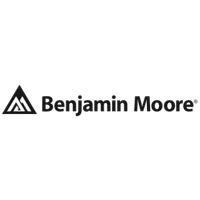 Benjamin Moore logo featuring black text and a triangular mountain icon on a white background.