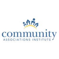 Community Associations Institute logo featuring stylized homes above yellow arc and blue text.