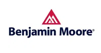 Benjamin Moore logo with a red triangular symbol above the bold navy blue company name on white background