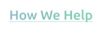 Gradient text reading How We Help with underline on a transparent background.
