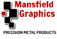 Mansfield Graphics logo featuring black and red blocks and text Precision Metal Products