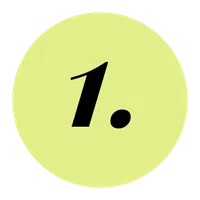 Black number one with a period inside a light green circular background