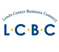 Logo of Lewis Center Business Connect featuring acronym L.C.B.C with yellow dots between letters.