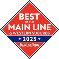 Red and blue diamond badge for Best of the Main Line and Western Suburbs 2025 by Main Line Today.