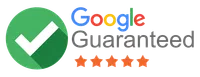 Google Guaranteed badge with green checkmark and five orange stars indicating top-rated service.
