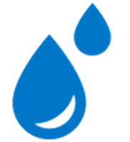 a black logo with a blue background
