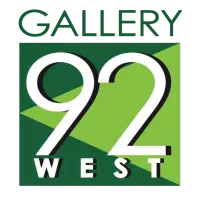 Logo for Gallery 92 West featuring bold white numbers on a green geometric background.