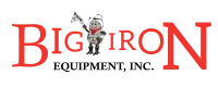 Big Iron logo with a cartoon cowboy robot holding a wrench between red letters