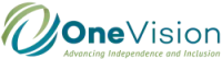 OneVision logo with teal and green circular swoosh and company name in blue text