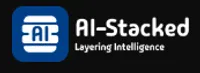 AI-Stacked logo with blue square and white layered design featuring AI text and tagline Layering Intelligence