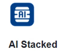 AI Stacked logo in blue with stylized AI letters inside a rounded square icon.