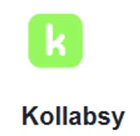 Kollabsy logo with white lowercase k on green rounded square background