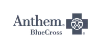 Anthem Blue Cross logo with blue cross icon and human figure inside on white background