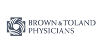 Brown & Toland Physicians logo featuring a stylized circular emblem and bold text on white background