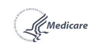 Medicare logo with Department of Health & Human Services eagle symbol and text on black background.